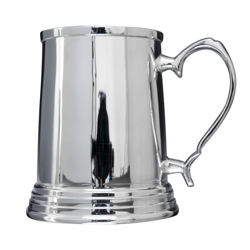 1127C: Shiny Silver Large Edwardian Tankard